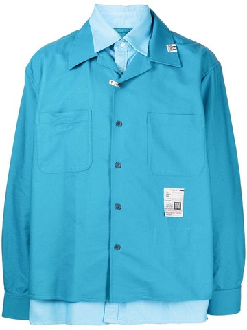 Maison MIHARA YASUHIRO - layered-detail long-sleeved shirt - men - Cotton - 44 - Blue