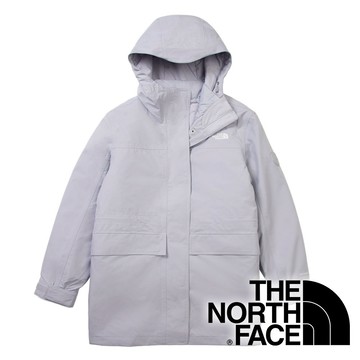 【THE NORTH FACE 美國】女Dryvent兩件式長版防水羽絨外套FP600『藍灰』NF0A8ED6