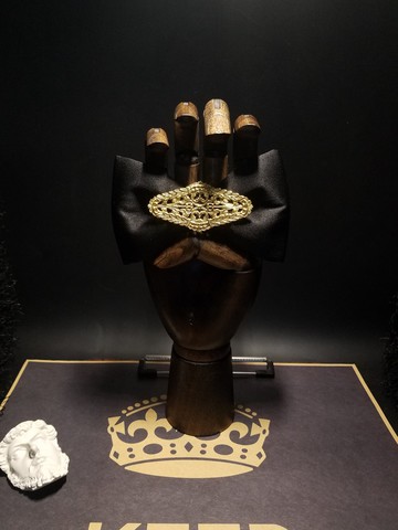 黑色真絲中國風領結復古蝴蝶結