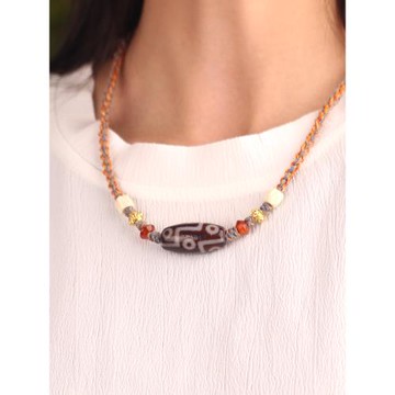 圣飾奇緣 西藏天然瑪瑙 黑白至純九眼天珠 超頂手串 鎖骨鏈男女款