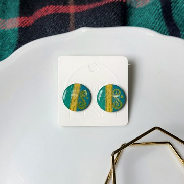 媽媽的舊衣裳 復古 古著 手繪熱縮片 耳環