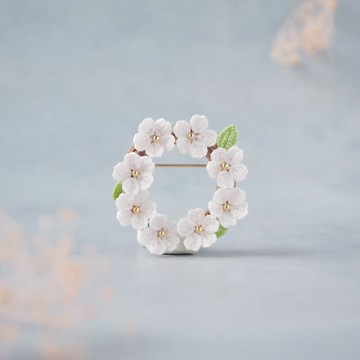 染井吉野櫻 花圈胸針　 接單製作、手工編織、櫻花、畢業典禮