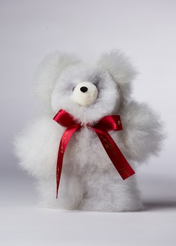 秘魯工匠手工天然羊駝毛泰迪熊娃娃-糖果灰-28cm