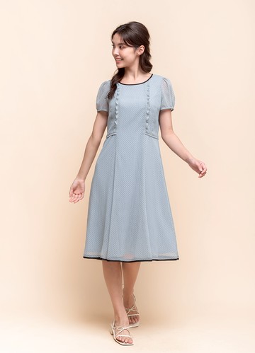 美好記憶圓點印花雪紡洋裝