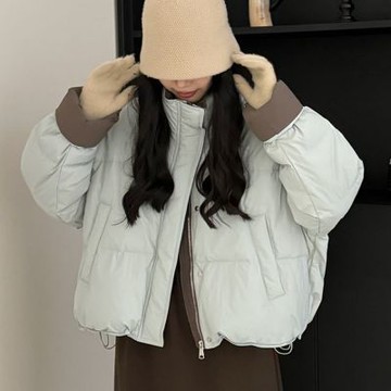 [米蘭精品] 現貨+預購 頂級真羽絨外套90%鴨絨羽絨衣秋冬外套上衣大碼休閒女裝-高級感撞色短版6色74mw62