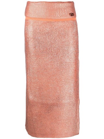 Diesel - wool ribbed-knit midi-dress - women - Wool - S - Orange
