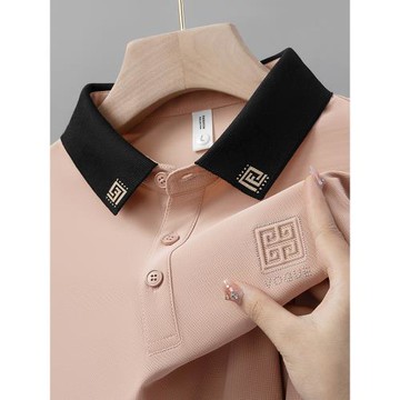 夏季百搭燙鉆polo衫男短袖高端純色體恤上衣男士翻領寬松純棉t恤