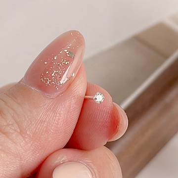 [全純銀.耳環] 保養耳洞 S999純銀小圓鑽耳棒(短針)【會員20點兌換】洗澡睡覺可戴