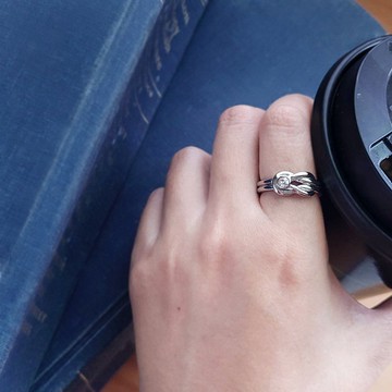 結(單戒)。平結造型白鋼戒指#9-#16 開口戒 食指戒 男戒 女戒