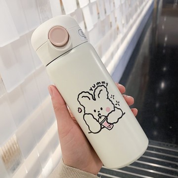 兒童保溫杯 保溫杯女清新可愛帶吸管水杯情侶大人兒童簡約少女心ins森系杯子【MJ7472】