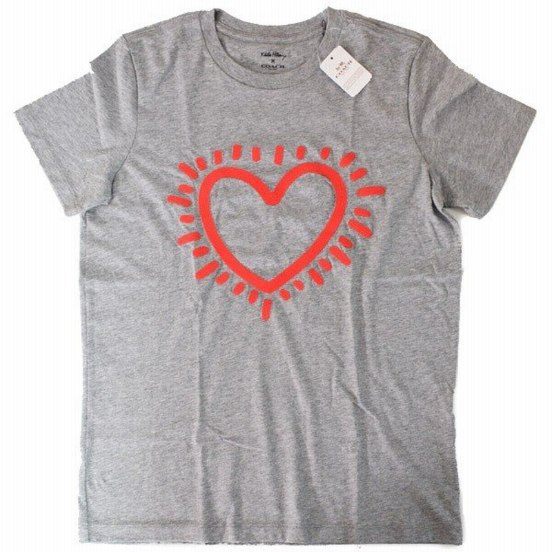 コーチ シャツ Coach コットン キースへリング コラボ ハート 刺繍 Tシャツ ｘｓ グレー 通販 Lineポイント最大0 5 Get Lineショッピング
