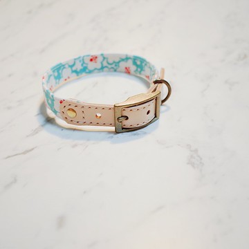 狗 項圈 M號 瓷玉花磚 附鈴鐺 可加購吊牌