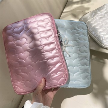 免運✨筆記本電腦包新款ins愛心領結珍珠防震平板電腦包適合9.7-15.6英寸