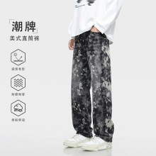 紮染休閒褲男寬鬆長褲男帥氣百搭