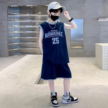🌸YR🌸 男童套裝 兒童夏季套裝 中大童套裝 男童夏季套裝2026新款男孩洋氣帥氣中大童籃球服無袖運動兩件套潮