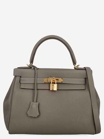Hermès Kelly 28 Retourner Gris Meyer Veau Togo