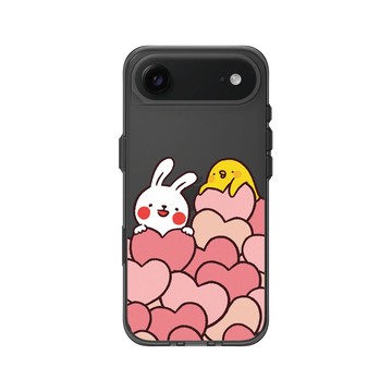 iPhone Air Clear (相機按鈕) 酷墨灰 - 懶散兔與啾先生 Lazy Rabbit and Mr.Chu - Hearts