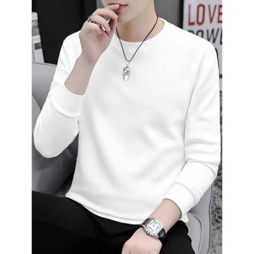 重磅長袖t恤男秋冬加絨加厚內搭保暖內衣打底衫純色白色衛衣秋衣