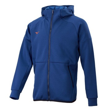 Mizuno 美津濃【授權經銷】男款【針織布面】連帽運動套裝上 運動外套 Slim FIT合身 藍 32TCA53212