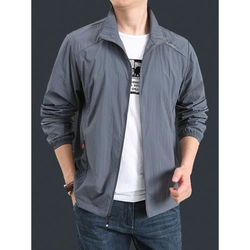 爸爸裝冰絲防曬衣中年外套男夏季薄款夾克男款中老年人夏裝防曬服