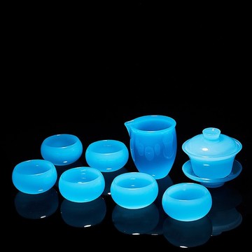 現貨+預購 茶具組合含蓋碗+茶杯-冰藍玉瓷溫潤通透功夫茶具套組2款74aj30【獨家進口】【米蘭精品】