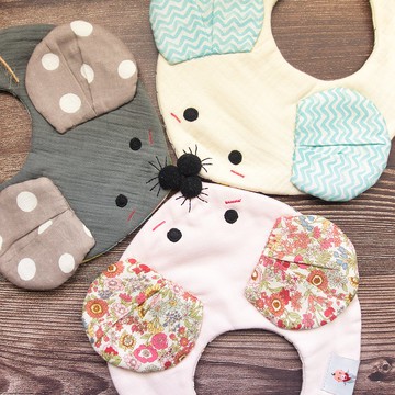 手工八層紗 生肖鼠造型圍兜 可客製名字刺繡