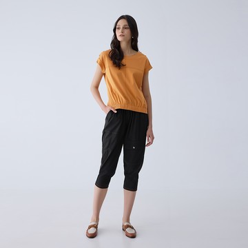 ILEY伊蕾 休閒造型棉質八分褲(黑色；M-2L)1242336613