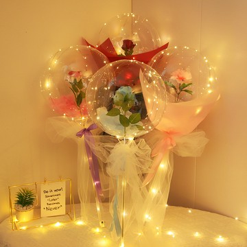 「節慶手工DIY」網紅波波球玫瑰花帶燈發光亮火爆款告白禮物氣球花材料包地推