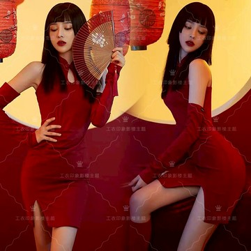 2021春夏款影樓攝影性感私房照相館藝術照寫真改良國潮旗袍演出服