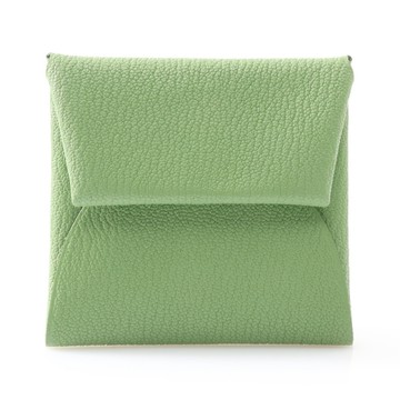 HERMES 愛馬仕 Bastia 零錢包 酪梨綠 Chevre 山羊皮 W刻 銀扣 【二手名牌BRAND OFF】