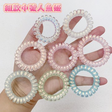 🌟台灣現貨🌟 韓國炫彩人魚姬電話線髮圈 中號粗款大號不傷髮髪束 高彈力耐用馬尾髮圈【臻飾美精品】