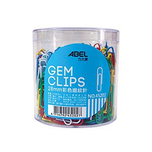力大ABEL 45202  28mm彩色迴紋針 500入(筒) / 45215 24mm瑞士強力迴紋針 400入(筒)【APP滿額下單10%點數(單一帳號最高1000點)】9/30止