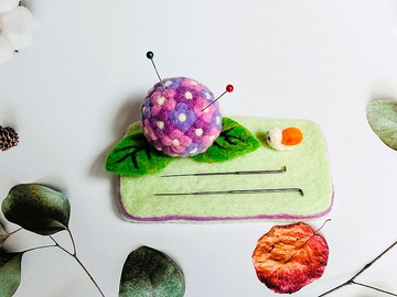 羊毛氈繡球花磁吸式針插座