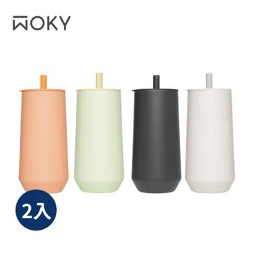 宙空黑*2 (買一送一)【WOKY 沃廚】輕芯鈦瓷易潔層吸管保溫杯600ml(不含密封蓋)