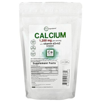 Micro Ingredients, 鈣片，含維生素 D3 + K2 和硼，300 片