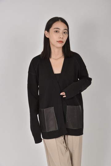 vionnet羊革黑色罩衫