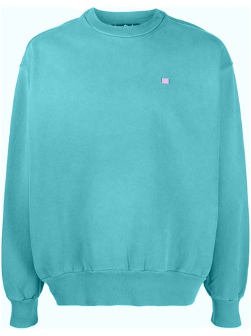 Acne Studios - face patch crew-neck sweatshirt - unisex - Organic Cotton - XL - Green