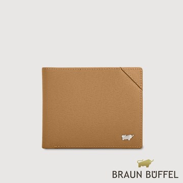 【BRAUN BUFFEL】斯萊特-A 4卡零錢袋皮夾-淺棕(德國小金牛台灣總代理)/BF565-315-CS