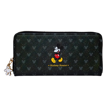Disney 迪士尼 經典米奇 拉鍊長夾 - 合成皮革 鈔票夾層 x2 卡片層 x8  19.5 x 2 x 9cm  黑色