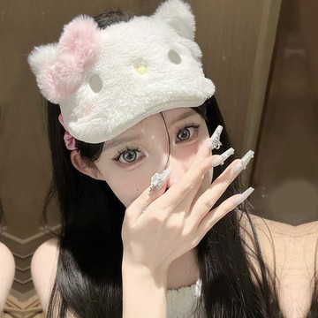 【免運喲】萌趣貓咪豹紋遮光眼罩午休舒適睡眠緩解疲勞表情包毛絨的黑皮蝴蝶