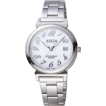 AIKIA 流行大三針時尚女錶-3A2316WWN/34mm白