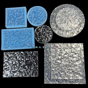 金雅創意diy 水波紋擺臺模具波浪圓形方形托牌底座壓泥板硅膠翻模