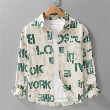 【巴黎精品】現貨+預購 男襯衫長袖上衣男日系寬鬆休閒襯衫男裝-春秋高級字母印花潮流男上衣2色a1kq72