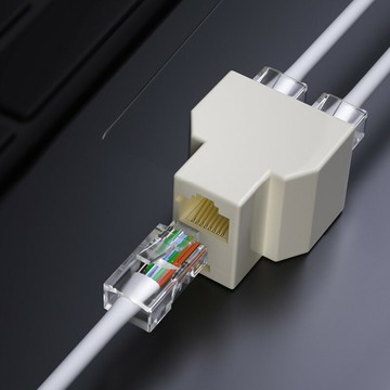 網線 三通頭 RJ45 網絡 網路線連接器 1分2 轉接頭 網絡三通頭 網路一轉二【DD210】  123便利屋