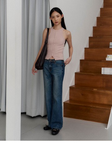 細緻女孩柔挺靴型褲(石洗藍)-女