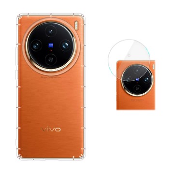 RedMoon vivo X100 Pro 5G 手機殼貼2件組 空壓殼鏡頭增高版+厚版鏡頭貼