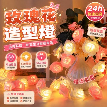 【台灣現貨】LED燈串 玫瑰花串燈 防水銅線燈 玫瑰燈 氣氛燈 生日佈置 求婚佈置 告白佈置 派對佈置 房間佈置