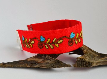 黃枝繡花手鍊十字繡紅布飾品波西米亞植物亞麻聖誕禮物送給女人