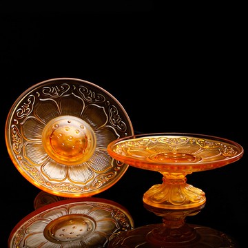 家居室內水果盤佛堂供佛觀音貢盤仿琉璃蓮花供盤果碟781012寸