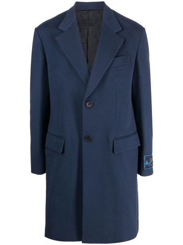 Lanvin - single-breasted wool coat - men - Wool/Viscose/Cupro/Cotton/Buffalo Horn - 48 - Blue